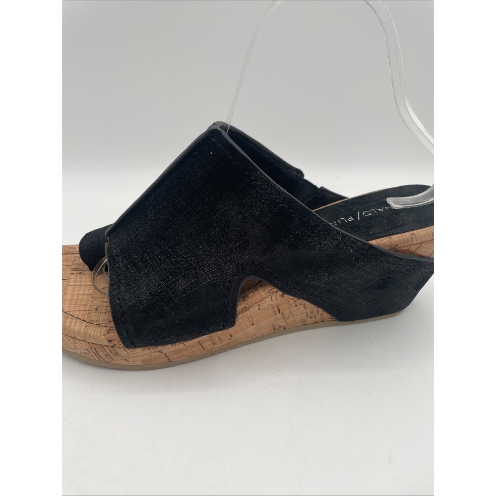Donald Pliner Gerie Women's Size 10M Black Leather Cork Wedge Thong Sandals - Picture 4 of 11